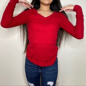 Red Long Sleeve Top Shirt